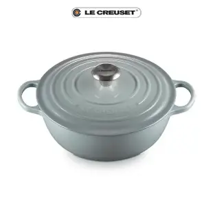 【Le Creuset】典藏琺瑯鑄鐵鍋媽咪鍋26cm(海洋之花-鋼頭-內鍋黑)