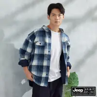 在飛比找Yahoo奇摩購物中心優惠-JEEP 男裝 漸層格紋寬版長袖襯衫外套-藍色