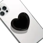DALSTONE Cute Solid Color Heart Shape Collapsible Expandable Multi Functional Mobile Phone Grip & Kicktand (black)