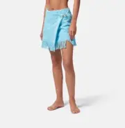Versace Women's Blue Allover Wrap Towel Skirt One Size Italy 1010884 NWT $575