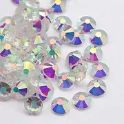 [Towenm] 200PCS Glue Fix Flatback Rhinestones, 6.5mm Glass Flat Back Crystals Rhinestone for Craft Clothes Nail Face Art, Non Hotfix Round Flatback Crystals Loose Gemstones (Transparent AB, SS30)