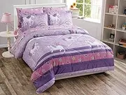 Better Home Style Multicolor Purple Unicorn Rainbow Stars Printed Fun Design Comforter Bedding Set for Girls/Kids Bed in a Bag with Sheet Set # Unicorn Castle Lavender, Twin