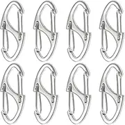 [Winsyison] 8pcs Zipper Anti Theft Clips, Zinc Alloy S Zipper Pull Locks, Mini Dual Spring Carabiner Snap Hook for Outdoor Camping Hiking Fishing Traveling Suitcase Luggage Backpacks- Silver