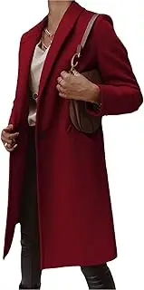 [Zylphorix] Women's Long Sleeve Classic Lapel Trench Jacket Double Breasted Faux Fleece Overcoat Winter Long Warm Pea Coat