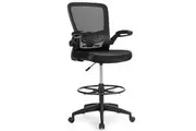 Giantex Drafting Chair Adjustable Office Chair 360Swivel Breathable Mesh Fabric,Black