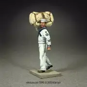 W. Britain - U.S.N. Sailor in Whites with Seabag and Hammock, 1920-41 #13090