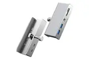 Orico MH5PMM-10-SV 6 Port Clamp Mounted USB Hub, USB-C/USB-A/3.5mm Port, SD/Micro SD Slot