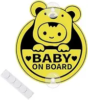 Leniutor Baby On Board Sticker for Cars, Cute Koala PVC Car Suction Cup Kids On Board Safety Warning Sign for Car Rear Side Window (Suction Cup, Yellow)