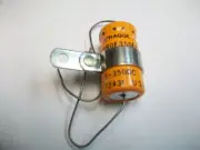 BOX OF 32 NEW SPRAGUE 5 Uf. 350 V. Dc. AXIAL LEAD CAPACITORS WITH MOUNTING TAB