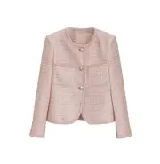 Handmade Tweed Boucle Pinkish Jacket with Light Glitter Size XL(uk14-16)