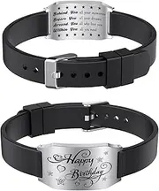 [SOUSYOKYO] Birthday Gifts for Women Men, Happy Birthday Bracelet Jewelry for Boys Girls, Best Birthday Gift Ideas for Him Her, Small, Stainless Steel, no gemstone
