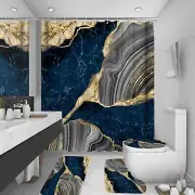 4Pcs Marble Shower Curtain Sets with 12 Hooks, Luxury Bathroom Decor Sets - C...