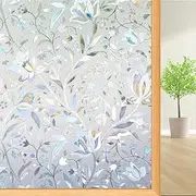 Privacy Window Film,Self-Adhesive Window Frosting Films Static Cling,Window Film Anti UV Sun Blocker Heat Control for Home Kitchen,23.6 x 118.1 inches(Tulip)