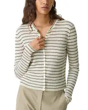Theory Cropped Cardigan in Linen-Blend