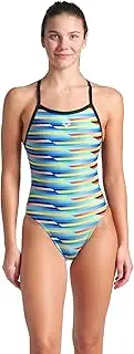 [arena] Women's Performance Racing Stripes X Criss Cross Back One Piece Swimsuit