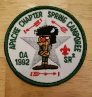 1992 Apache Chapter Spring Camporee OA Embroidered Patch Boy Scouts BSA 0349