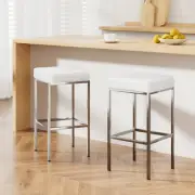 Artiss 2x PU Leather Bar Stools Modern Kitchen Bar Stool Chair Steel Legs White