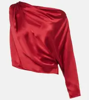 [The Sei] The Sei Draped one-shoulder silk satin top AU 14 red