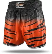 [Tiger Pro] Muay Thai Boxing Shorts for Kick Boxing and Training, Combat Sports - Orange/Black, Blue/Black