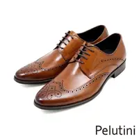 在飛比找momo購物網優惠-【Pelutini】經典質感翼紋雕花綁帶德比鞋 棕色(311