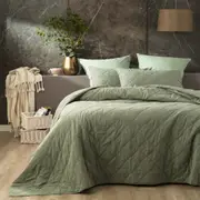 Renee Taylor Attwood Vintage Stone Washed Cotton Quilted Coverlet set Fern