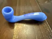 5.5” Grav Glass Pipe Bowl Sherlock Blueberry Logo Colors Vary