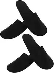 HAKIDZEL 2 Pairs Of Disposable Hotel Slippers Non Slip Comfortable Slippers For Men And Women For Guest Use Travel Spa And Home With Black Color