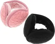 [Baluue] 2Pcs Foldable Comfortable Earmuffs for Winter Unisex Furry Ear Warmers Soft Ear Protection for Outdoor Activities Stylish
