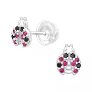 Kids Ladybug Earrings Silver