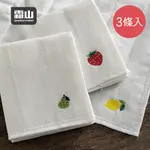 【日本霜山】棉紗水果刺繡風加厚吸水去汙抹布(30X30CM)-3條入 (棉抹布 吸水 廚房 洗碗布 棉紗 方形 家務)