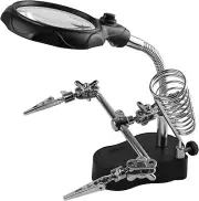Helping Hands Soldering Station 3.5X 12X Magnifying Glass LED Lighted
