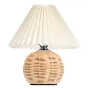USB Table Lamp Bedroom Desk Lamp Bedside LED Light Pleated Lampshade Table Lamp