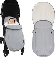 Babyalwin Stroller Sleeping Bag, Detachable Universal Toddler Stroller, Zip Closure, Windproof and Waterproof Stroller Footmuff with Hat for Cold Weather, Fits 6-36 Months Baby（Grey, Large）