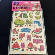 Vintage 80’s Spindex Scratch & Sniff WATERMELON & PICKLE Sticker Sheet - NEW!