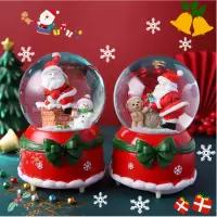 在飛比找momo購物網優惠-【漫格子】2入組聖誕水晶球 音樂鈴 飄雪水晶球 旋轉音樂盒 