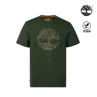 在飛比找蝦皮商城優惠-Timberland 男款深綠色有機棉迷彩樹型Logo短袖T