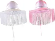 [JOINPAYA] Elegant Western Style Fringe Hat Set Glitter Lustre Cowgirl Hats Women's Party Hat Stylish for Cosplay for Halloween Celebrations