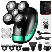 5 in 1 4D Men's Rechargeable Bald Head Electric Shaver 5 Floating Heads Beard