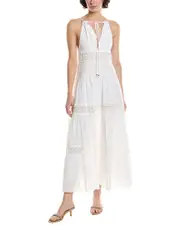REVERIEE Lace Trim Midi Dress