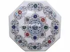 12" White Marble Side Center Table Top Marquetry Floral Inlay Stone Mosaic...