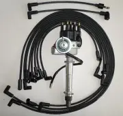 SMALL BLOCK CHEVY BLACK Small Cap HEI Distributor,SPARK PLUG WIRES under exhaust