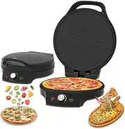 Indoor Pizza Oven, 2000W Portable Pizza Oven, 32cm Large Diameter, Indoor Pancake Maker with Non Stick Surface, Dual Heating Elements, for Making Pizzas, Arabic Bread, Quesadillas, for Home Kitchen