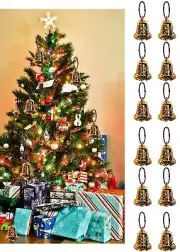 Christmas Decorations Golden Plastic Bells Christmas Tree Decoration - Set of 12