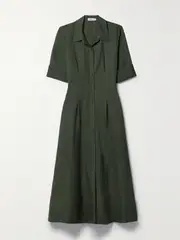 [SIMKHAI] SIMKHAI - Claudine Linen-blend Shirt Dress - Army green - small small Green