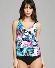NEW MAGICSUIT MIRACLESUIT TANKINI SWIMSUIT $150 Retail Size 10 Black Floral 2 PC