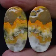 42.50 CT Untreated Bumble Bee Jasper Pair Cabochon Oval Earring Supply Gemstone