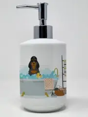 Black Tan Cocker Spaniel in Bathtub Ceramic Soap Dispenser Hand Soap Dispenser