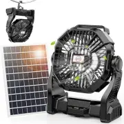 10400mAh Solar-Powered Fan with LED Lantern, Portable for Travel, Camping, Ba...