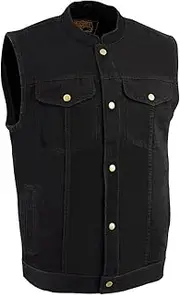 Milwaukee Leather DM2238 Men's Black Denim Snap Front Club Style Vest - XXX-Large