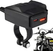 Motorcycle Phone Charger, Fast Charging Type C Phone Charger Stable Design, Safe Waterproof Power Adapter for Telephones Tablets Motorcycle Handlebar